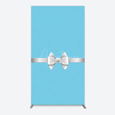 Aperturee - Aperturee White Bow Tiffany Blue Birthday Rectangle Backdrop